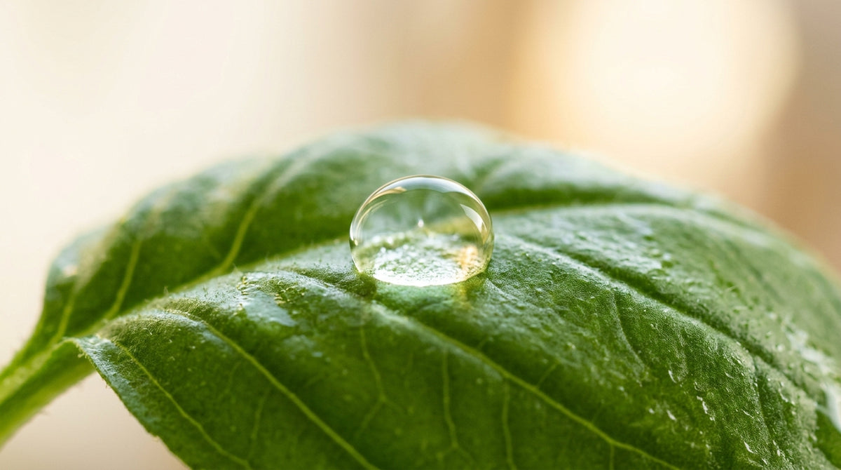 Goutte d'eau sur une feuille verte