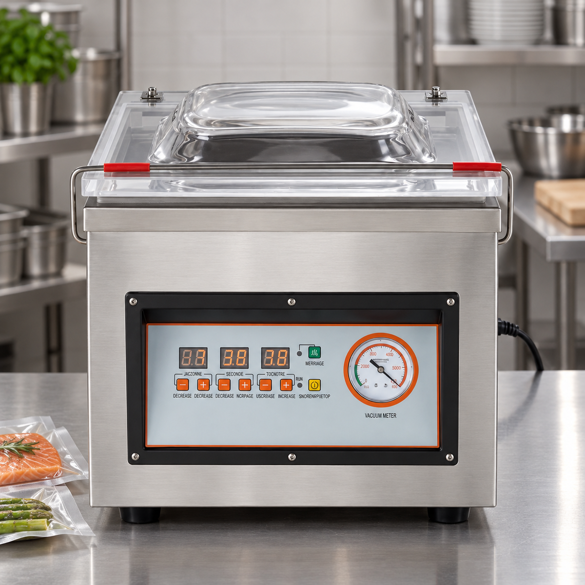 Machine sous vide à cloche professionnelle 320W à cycle automatique — mise en situation