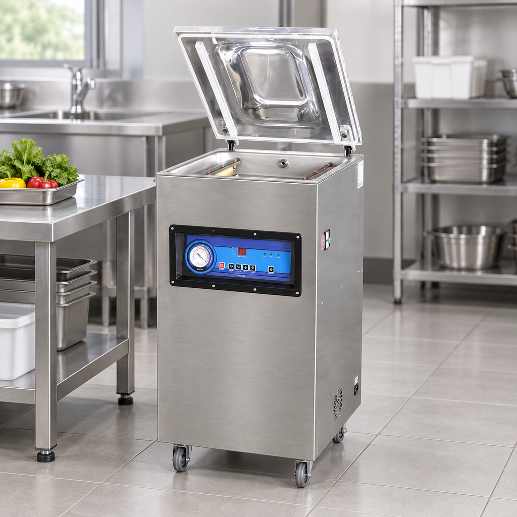 Machine sous vide à cloche professionnelle sur pied 900W — mise en situation