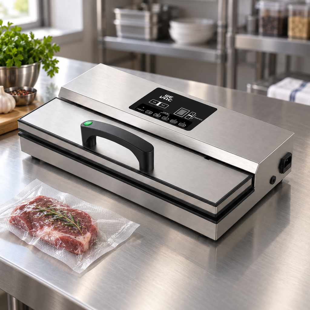 Machine sous vide professionnelle inox semi auto 650W à soudure large 40 cm — mise en situation