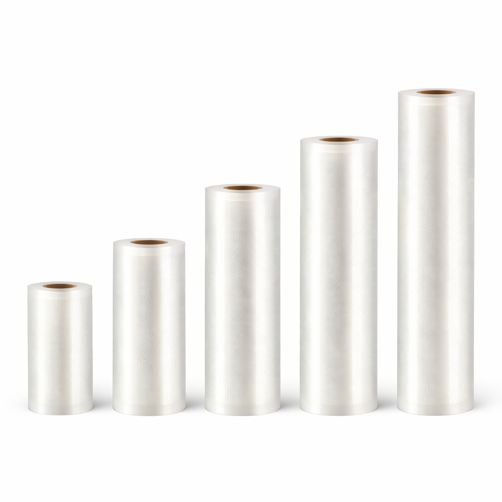 Rouleaux sous vide gaufrés multi-formats 12 à 28 cm — lot de 5