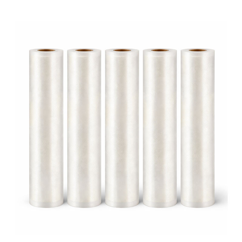 Rouleaux sous vide gaufrés multi-formats 12 à 28 cm — lot de 5