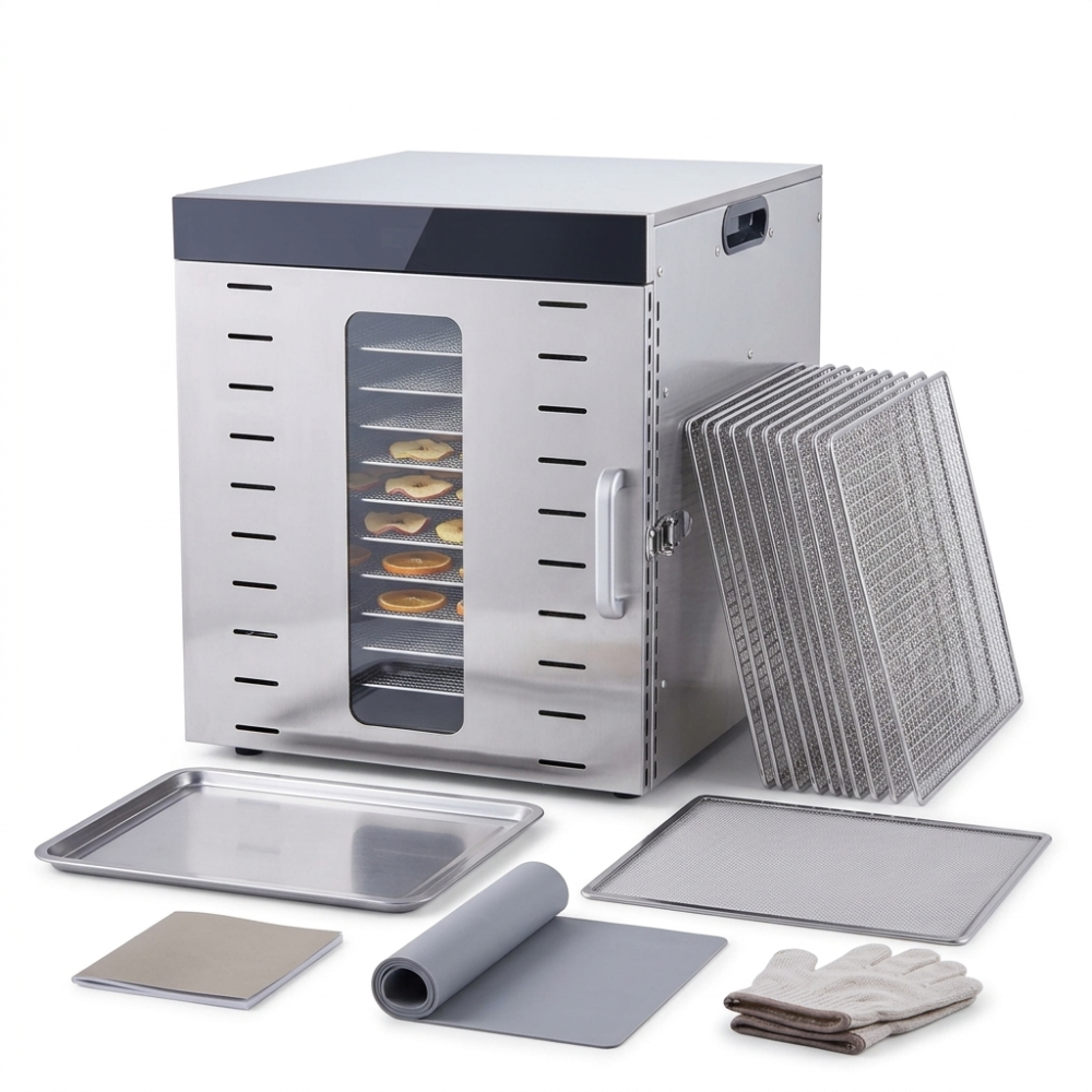 Déshydrateur alimentaire inox 304 à 10 plateaux 1000W